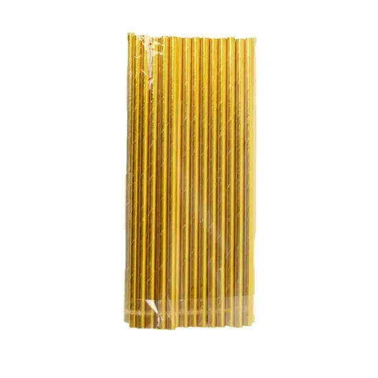 50 Gold 8 in Metallic Disposable Paper Drinking STRAWS Party Events Decorations {1}