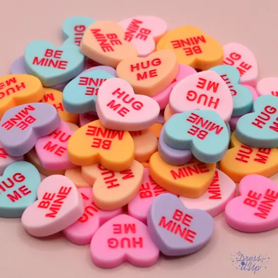 Valentine&rsquo;s Day Conversation Heart Resin Embellishments &ndash; Bulk Assortment {1}