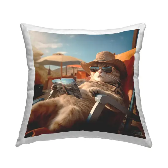 Relaxing Cat Lounge Chair Decorative Printed Throw Pillow Design by RB, 18 x 7 x 18 {1}