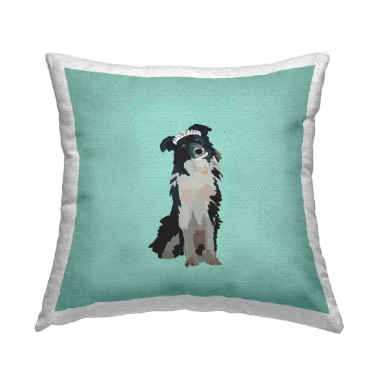 Collie with Tiara Design by Amelia Noyes Outdoor Printed Pillow {1}