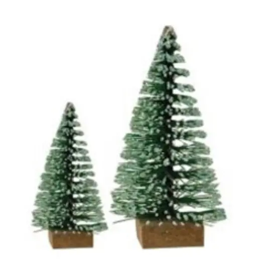 12-set Mini Frosty Bottle Brush Trees {1}