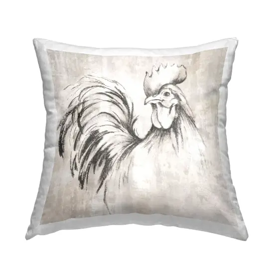 Rooster Sketch Impression Decorative Printed Throw Pillow Design by Eli Jones, 18 x 7 x 18 {1}