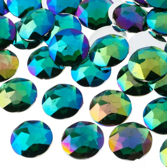John Bead 20mm Round Acrylic Flat Back Rhinestones, 200pcs Green AB {1}