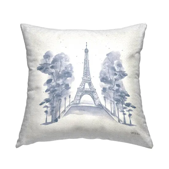 Eiffel Tower Watercolor Outdoor Printed Pillow Design by Yvette St. Amant, 18 x 7 x 18 {1}