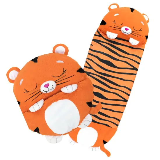 Happy Nappers: Pillow & Sleepy Sack: Large - Tiger Tobi - 66 x 30", 2-In-1: Plush Animal Opens Into Sleeping Bag, Soft Play & Nap Character, Kids 7+ {3}