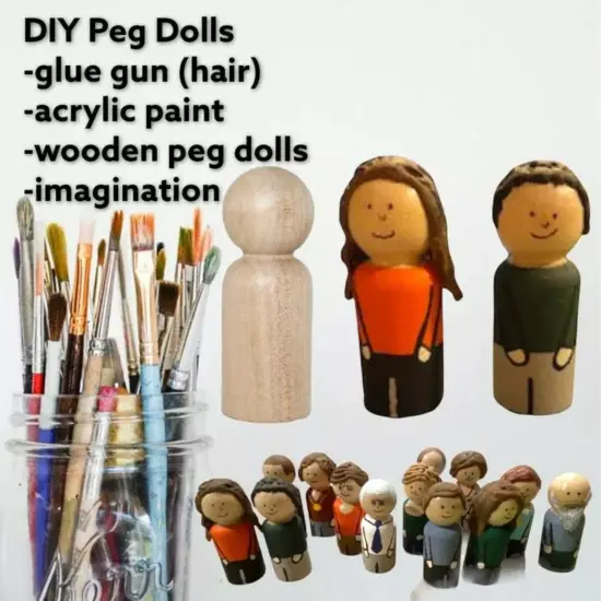 Kitcheniva Wooden Girl Little Boy Curvy Mom Baby People Peg Doll Kids Toy Crafts {6}