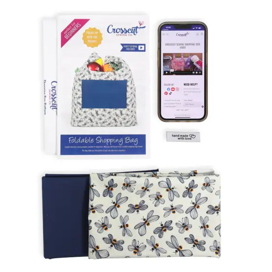 Crosscut Sewing Co.&reg; Foldable Shopping Bag Sewing Kit - Beginner Sewing Project Kit Bees {6}
