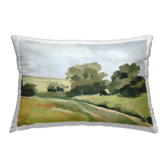 Abstract Country Pathway Design by Victoria Barnes Outdoor Printed Pillow  {1}