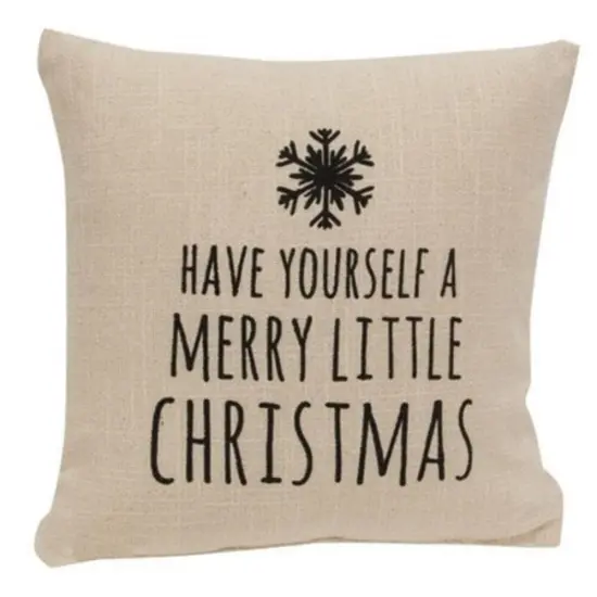 Merry Little Christmas Natural Pillow {1}