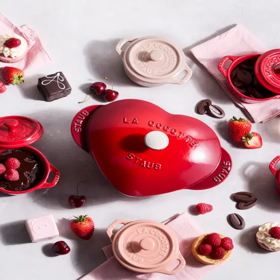 Staub Cast Iron 1.75-qt Heart Cocotte - Cherry {3}
