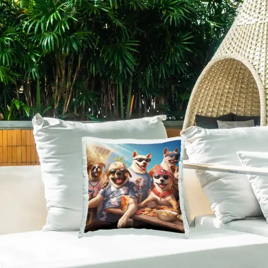 Summer Dog Friends Design by Jim Baldwin Outdoor Printed Pillow  {2}