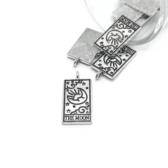 1, 4, 20 or 50 Pieces: The Moon Silver Tarot Card Fortune Teller Pendant {1}