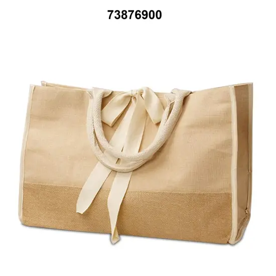 Jute Blend Tote Bag 17.5" x 8.5" x 11.5" Spacious and Durable {3}