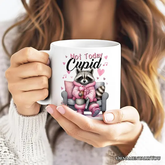Valentines Snarky Racoon Mug, Not Today Cupid, Sarcastic Funny Racoon Lover Gift {2}