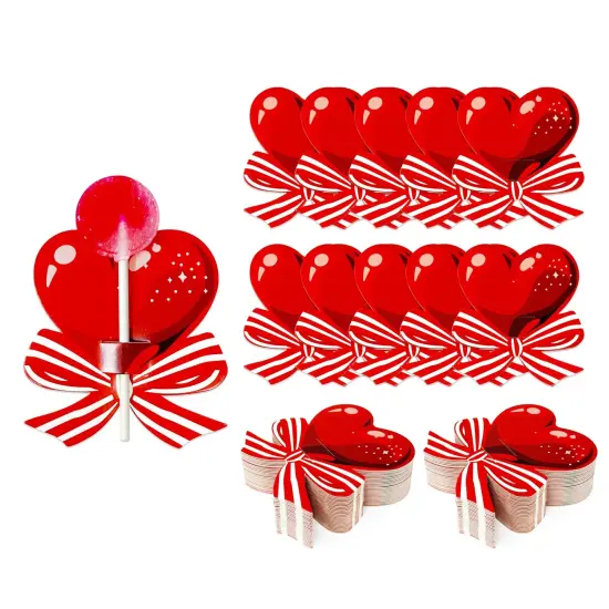 Wrapables Valentines Lollipop Paper Card Candy Holders, Hearts and Bows Party Supplies, Decorations, Party Favors (100pcs) {1}