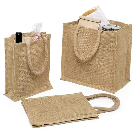 Jute Shopping Bag 9" x 4" x 11" Eco-Friendly and Practical {1}