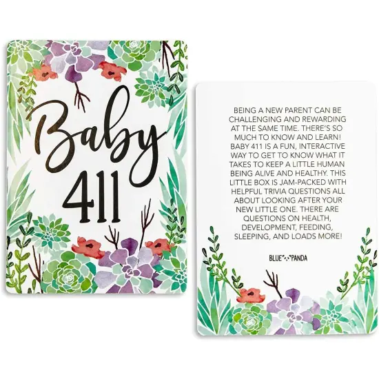 100-Cards Floral Baby Shower Party Trivia Card Game, Double Sided, 2.5 X 3.5 inches {1}