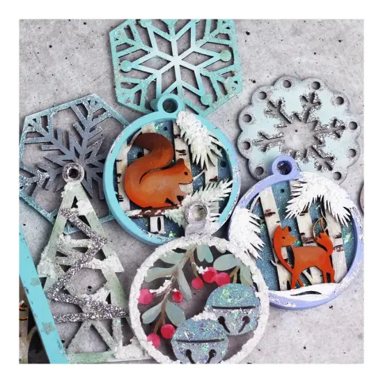 Rosa Talent Winter Story 4 - set of bases for decoration on fiberboard. 3.54*3.15 inches. 3pcs {5}