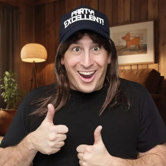 Saturday Night Live Waynes World Wayne Excellent! Costume Wig & Hat {3}