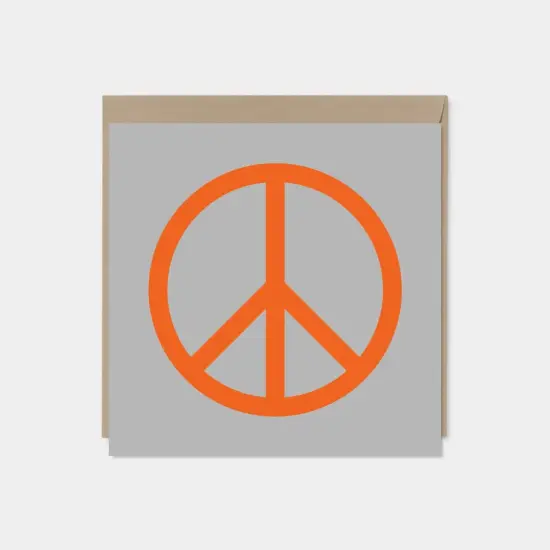 Peace Card, Orange and Gray, Square {1}