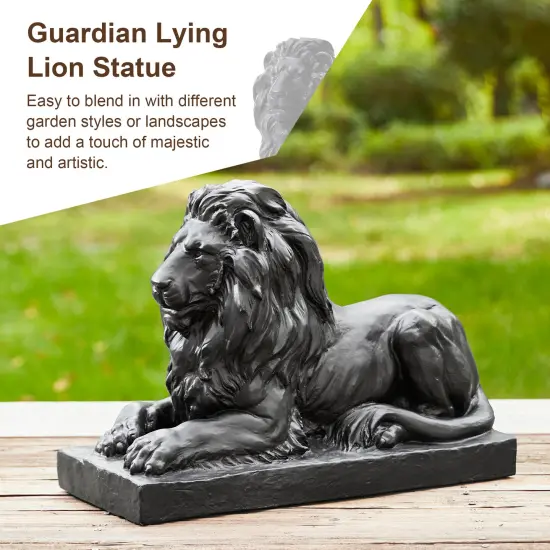 Set of 2 21.75"L MGO Lying Guardian Lion Statue 2pcs-21.75"L Bronze {10}