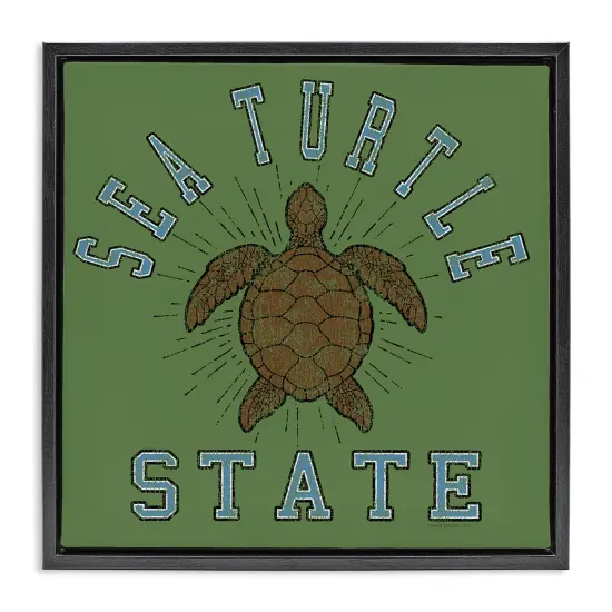 Stupell Industries Vintage Sea Turtle State Framed Floater Canvas Wall Art Design by Spirit Animals/Life Is High {1}