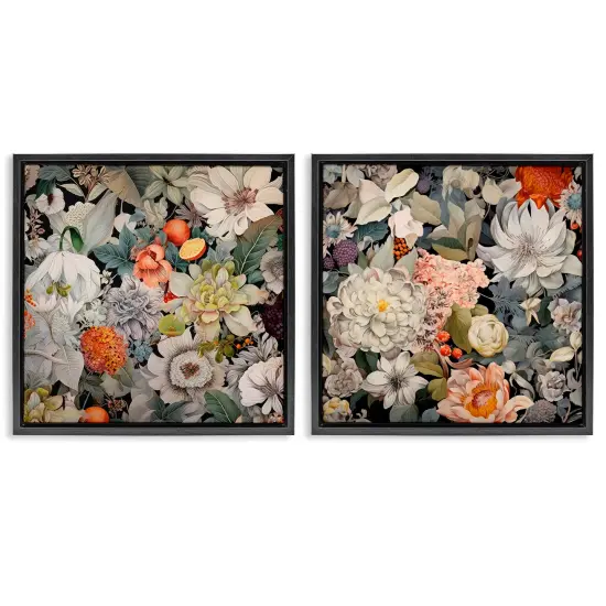 Stupell Industries Striking Botanical Floral2 pc Framed Floater Canvas Wall Art Set Design by Lazar Studio {1}