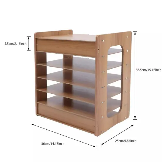 Wood Desktop Organizer Paper File Holder For Home & Office Document Storage Rack {4}