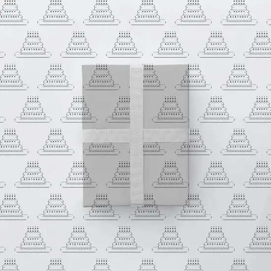 ASCII Art Birthday Cake Gift Wrap Paper {2}