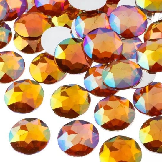 John Bead 20mm Round Acrylic Flat Back Rhinestones, 200pcs Orange AB {1}