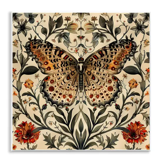 Stupell Industries Baroque Butterfly & Botanicals Wall Plaque Art Design by Walker Noble {1}
