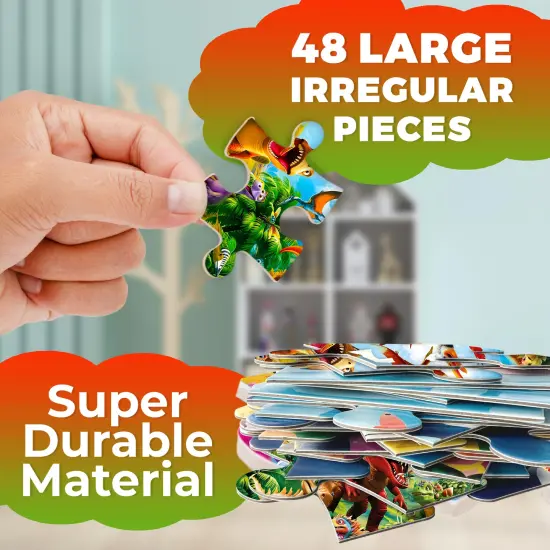 48 Pcs Round Giant Puzzles for Kids Ages 4-6 | Dino {3}