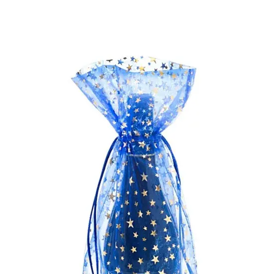 Wine Bottle Bags with Star Print 6.5" x 15" Organza {3}