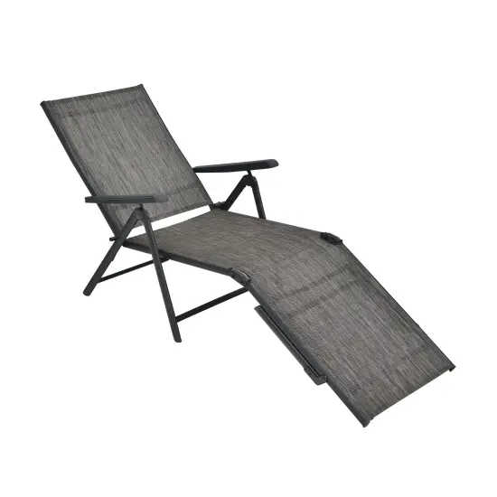 Patio Foldable Chaise Lounge Chair with Backrest and Footrest Black {7}