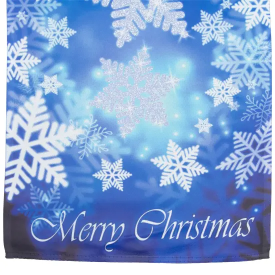 Northlight Blue and White Snowflakes Merry Christmas Outdoor Garden Flag 12.5" x 18" {5}