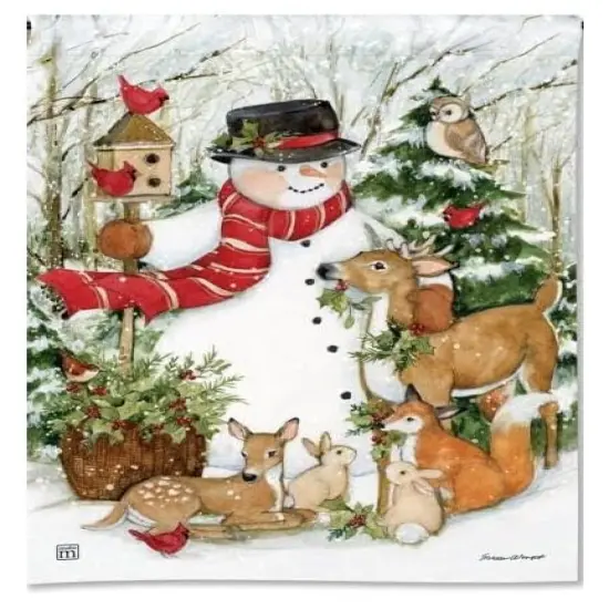 Woodland Snowman Winter Garden Flag {2}
