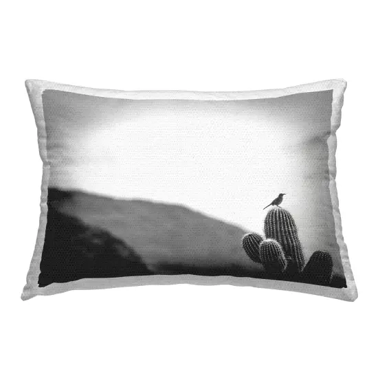 On Guard Bird & Cactus Outdoor Printed Pillow Design by Wild Apple, 14 x 7 x 20 {1}