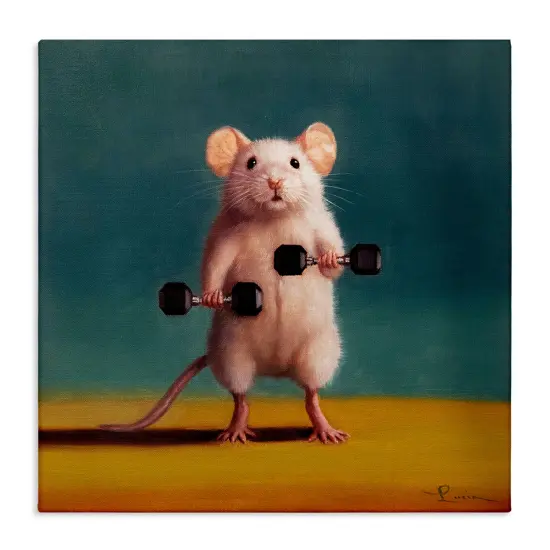Stupell Industries Weight Lifting Mouse Canvas Wall Art Design by Lucia Heffernan {1}
