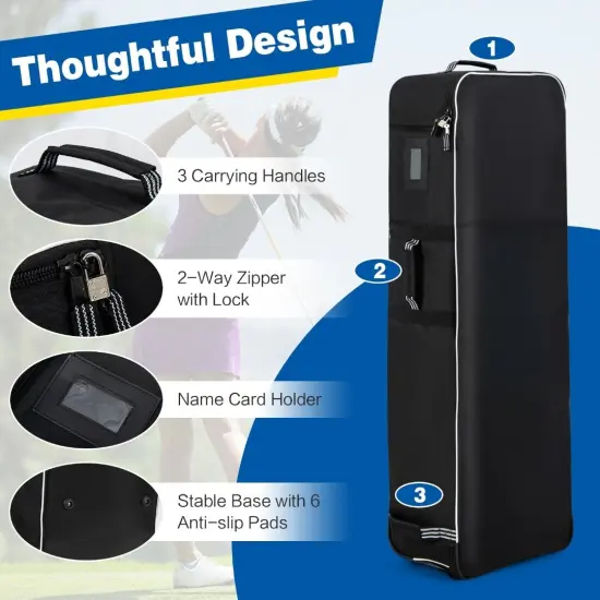 Black Soft-Sided Golf Travel Bag with Wheels and Keyhole for Padlocking {1}