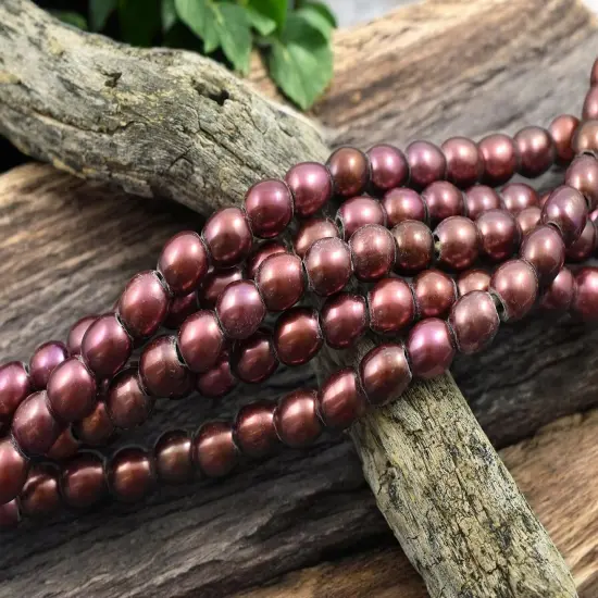 8mm Pink Bronze Large Hole Fresh Water Potato Pearls (8" Strand) {3}