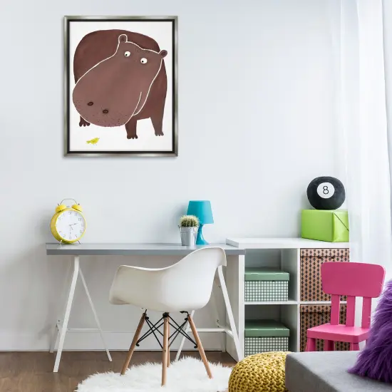 Stupell Industries Hippo and Bird Friends Floating Frame Design by Carla Daly {2}