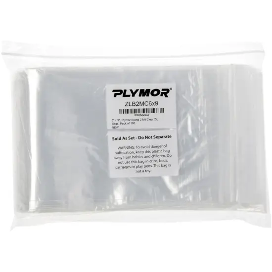 Plymor 6" x 9", 2 Mil Zipper Reclosable Plastic Bags {4}