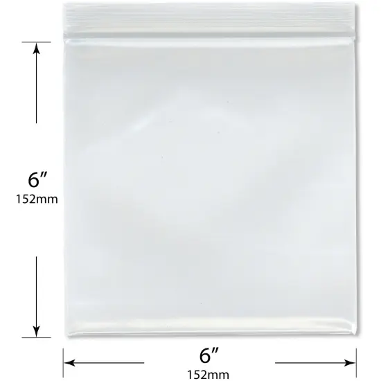 Plymor 6" x 6" (Pack of 100), 8 Mil Extra Thick Heavy Duty Zipper Reclosable Plastic Bags {3}