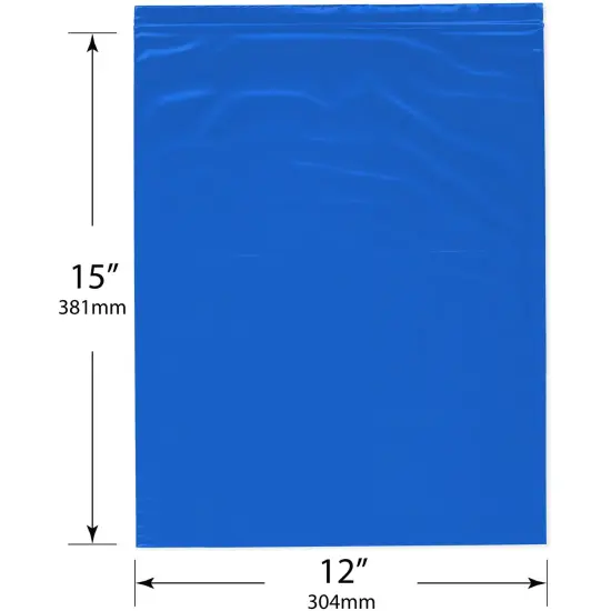Plymor 12" x 15", Blue 2 Mil Zipper Reclosable Plastic Bags {3}
