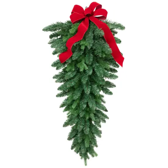 Northlight Coniferous Pine Christmas Teardrop Swag - 48" - Unlit Green {4}