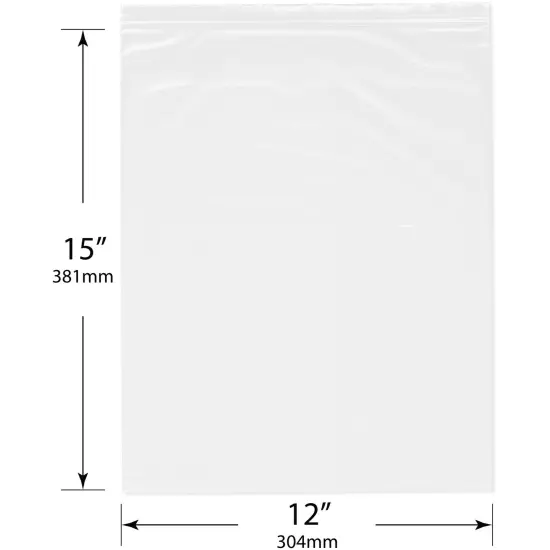 Plymor 12" x 15", White 2 Mil Zipper Reclosable Plastic Bags {3}