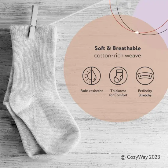 CozyWay Kids Ankle Socks - Comfy Cotton Socks for Boys and Girls Ages 3 Years and Up - No Show Soft & Breathable - Unisex Black, Gray, White - 12 Pack Multicolor {4}