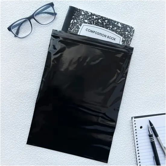 Plymor 9" x 12", Black 2 Mil Zipper Reclosable Plastic Bags {4}