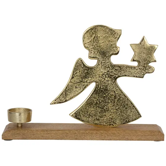 Northlight Angel with Star Metal Christmas Tealight Candle Holder - 12" Gold {3}