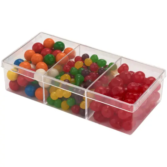 Pioneer Plastics 182C Clear Rectangular Plastic Container with Dividers, 6.75" W x 3.1875" D x 1.625" H {3}